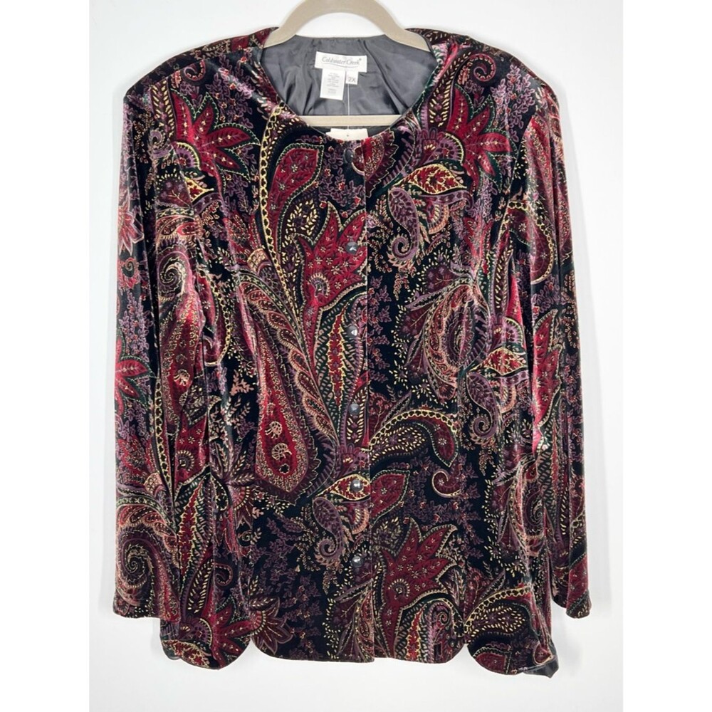 NWT Coldwater Creek Paisley Velvet Jacket Blazer Gold Purple Formal 2X